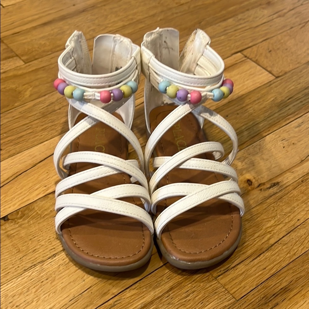 Colorful Beaded White Kids Sandals